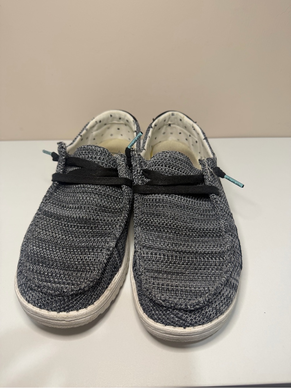 Hey Dude Wendy Sox Slip-On Sneakers in Sparkling Black and White